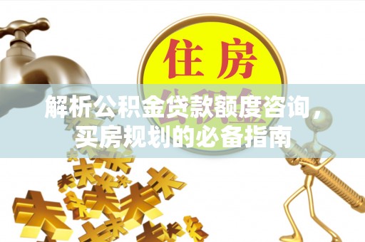 绥棱解析公积金贷款额度咨询，买房规划的必备指南