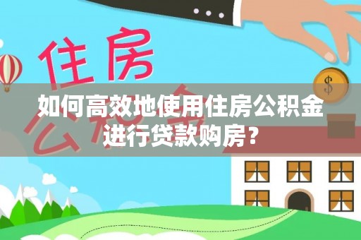 绥棱如何高效地使用住房公积金进行贷款购房？